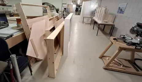 Onderdelen van de onderbouw voor de maquette van de Amsterdamse haven