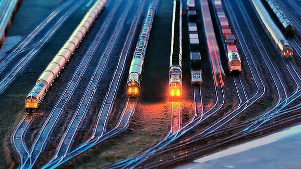 The marshalling yard in the miniature harbour at night